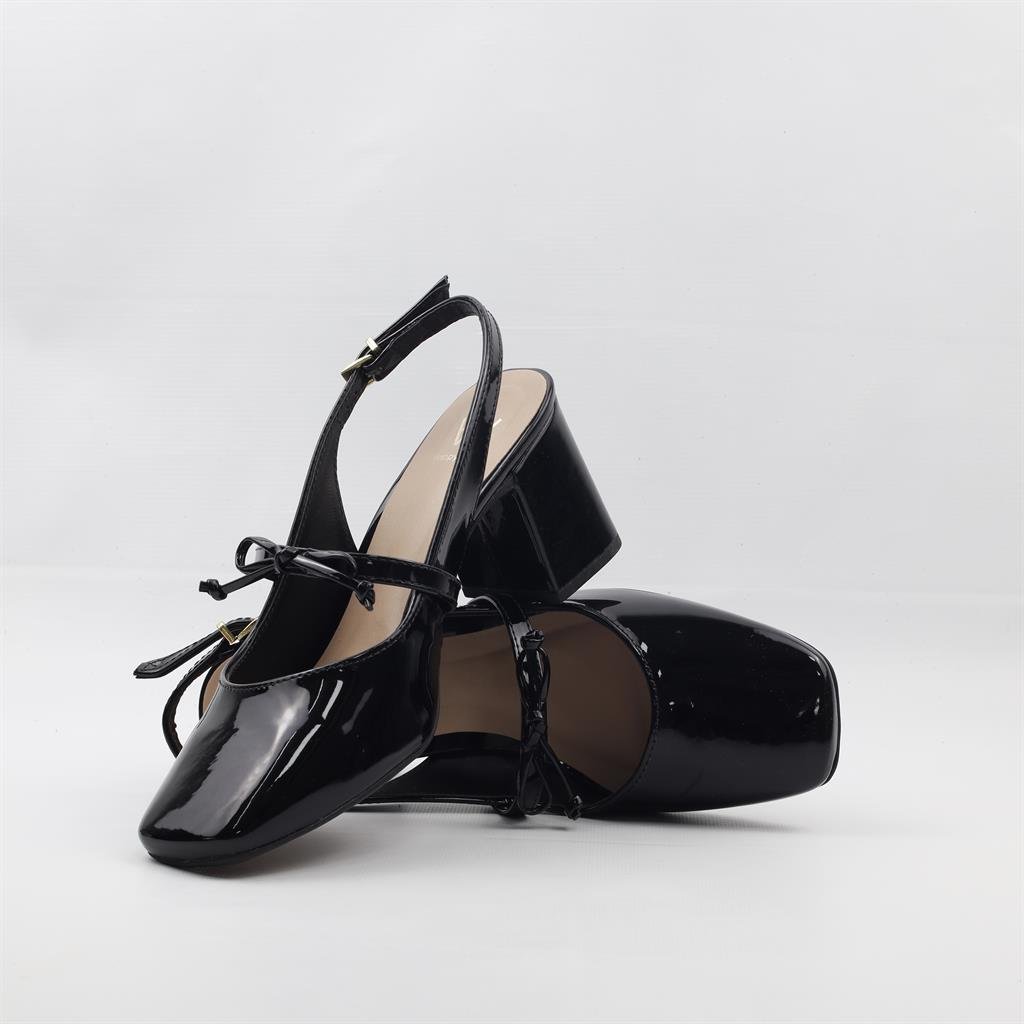Scarpin Slingback Salto Bloco Preto 4