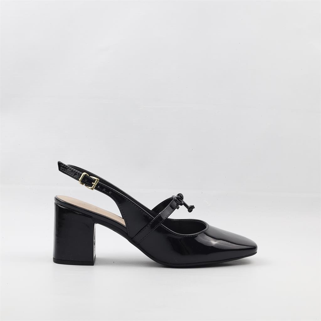 Scarpin Slingback Salto Bloco Preto 5