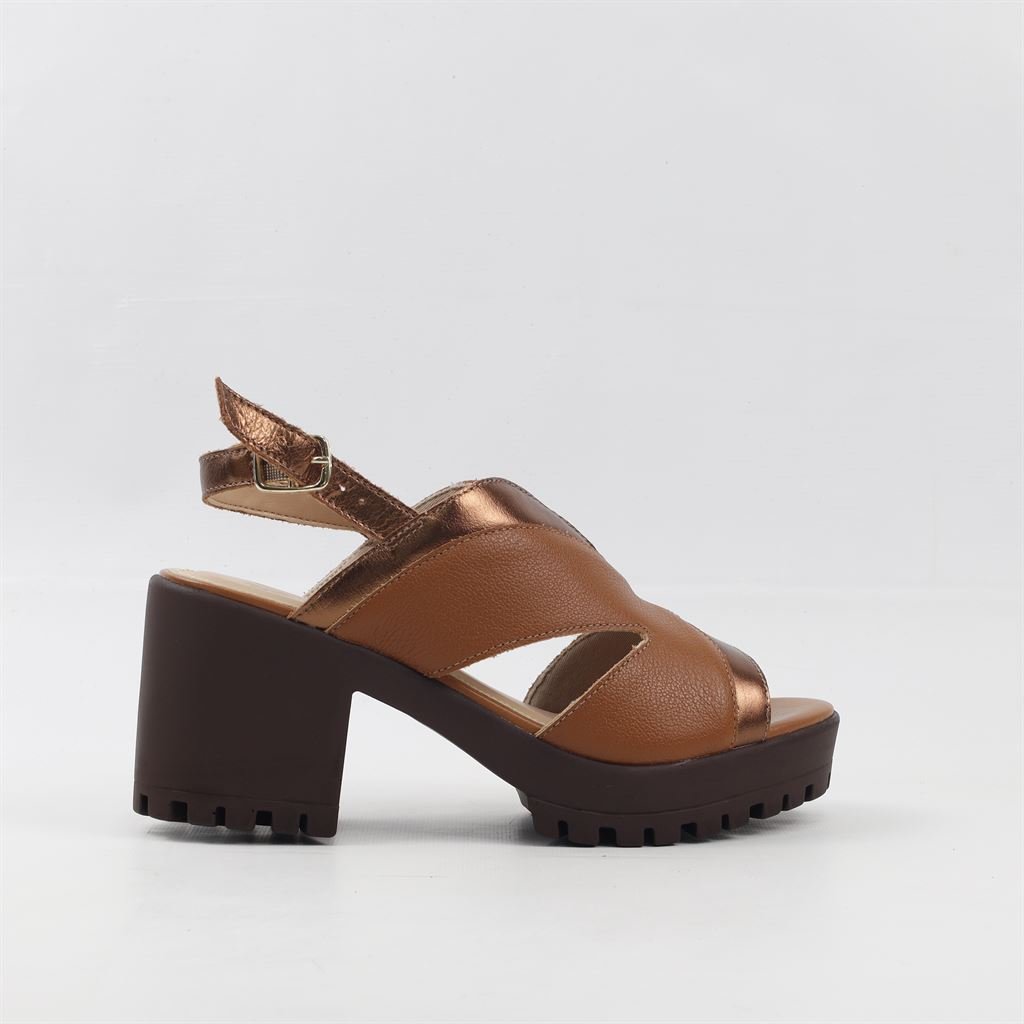Sandália Salto Bloco Tratorado Marrom 5