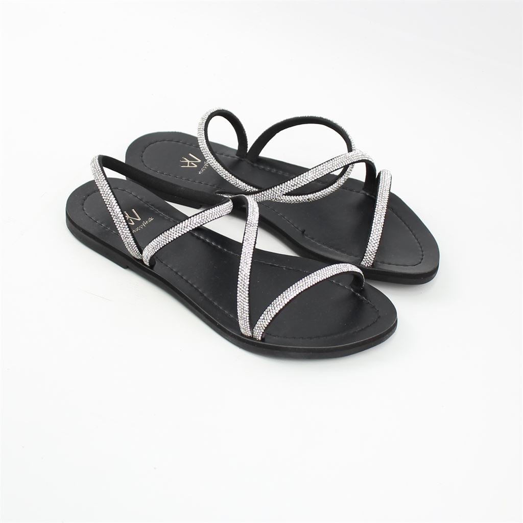 Rasteira Sandália Brilho Preto 2