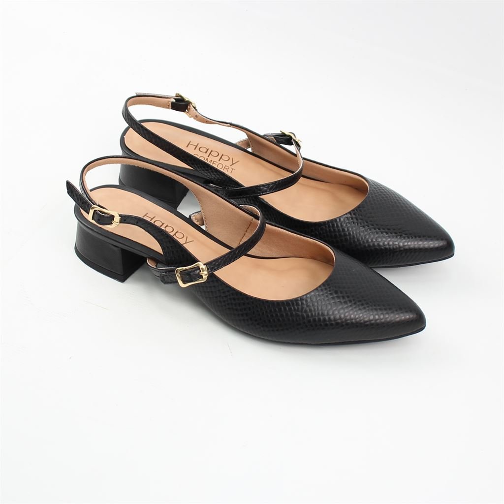 Scarpin Slingback Couro Preto 2