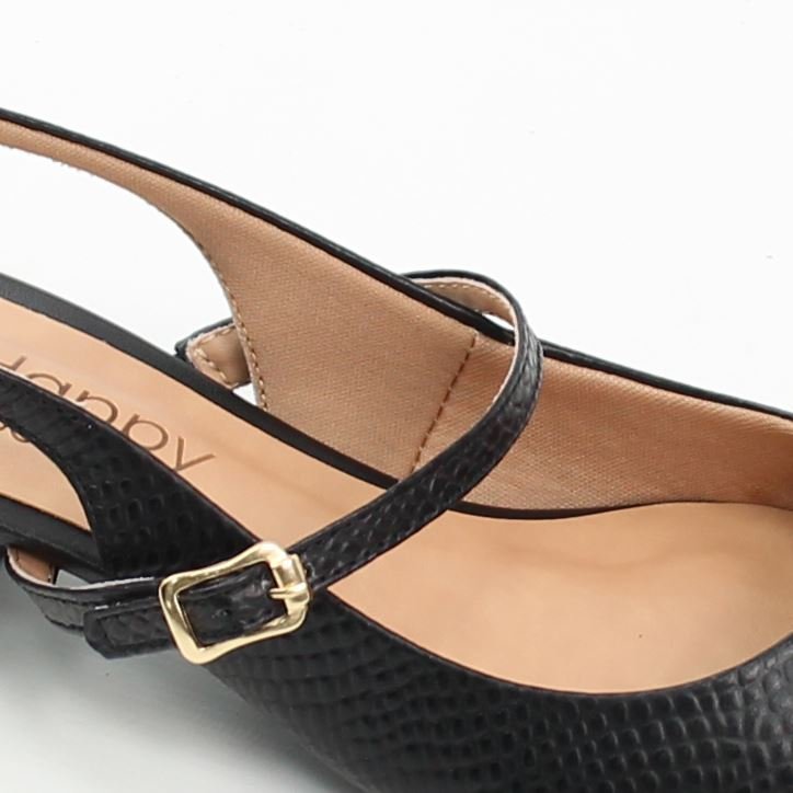 Scarpin Slingback Couro Preto 3