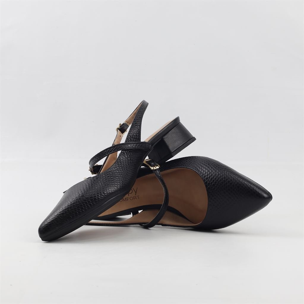 Scarpin Slingback Couro Preto 4