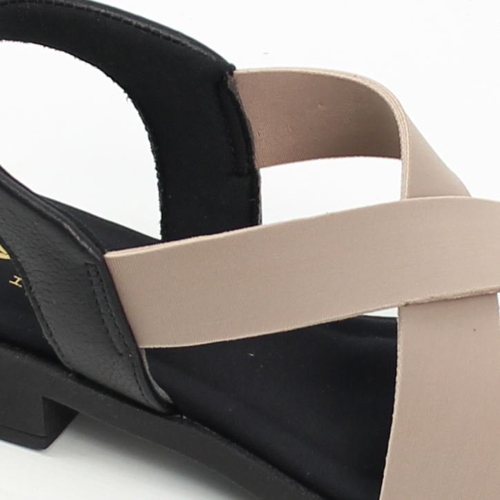 Sandália Salto Bloco Neoprene Bege 3