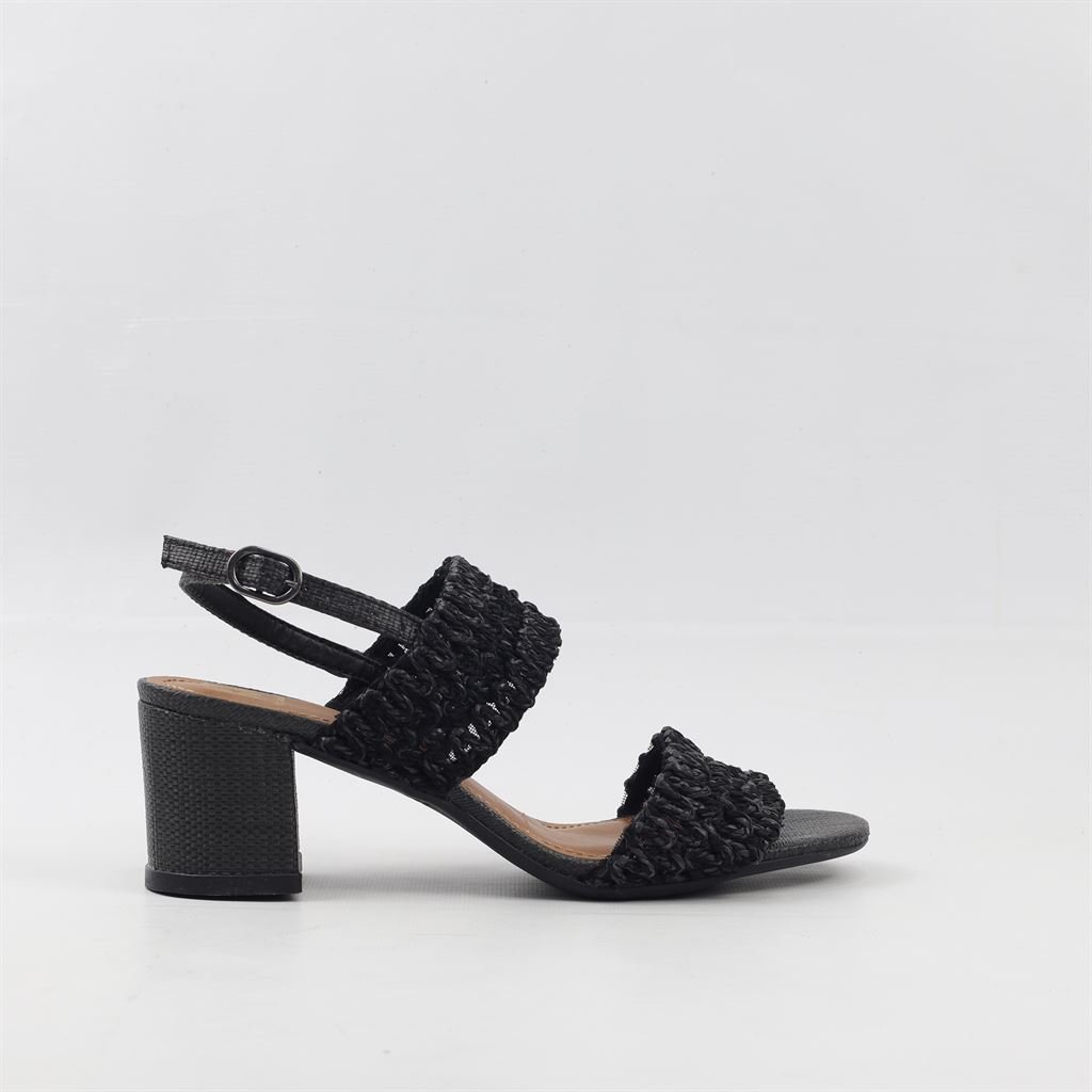 Sandália Salto Bloco Bordada Preto 5