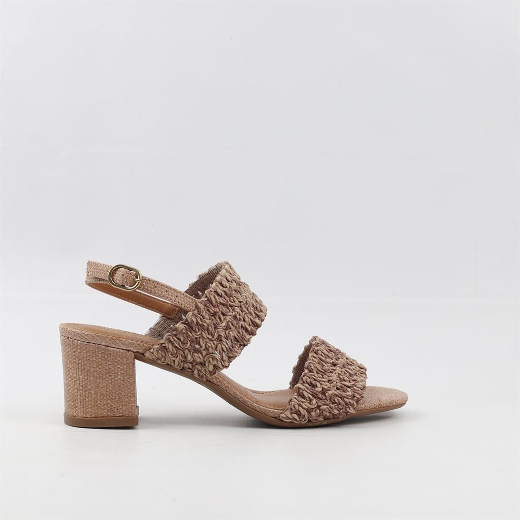 Sandália Salto Bloco Bordada Marrom 5