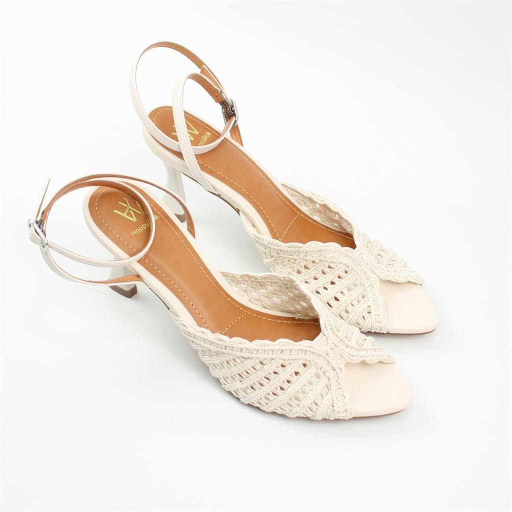 Sandália Salto Fino Bordada Branco 2