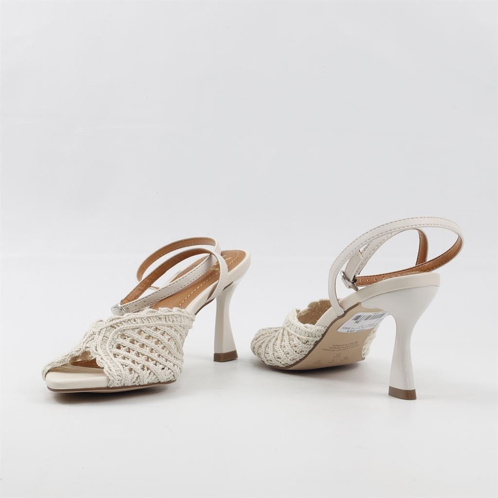 Sandália Salto Fino Bordada Branco 4