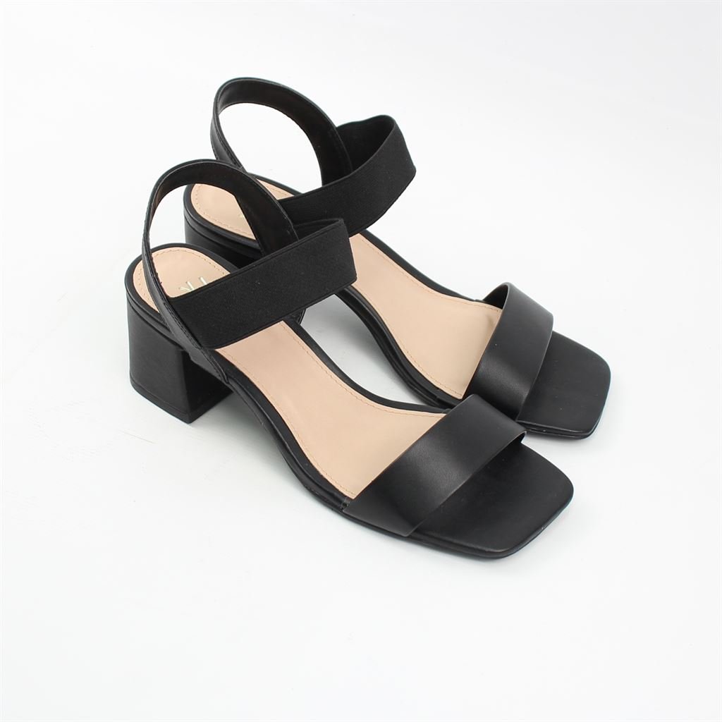Sandália Salto Bloco Elastico Preto 2