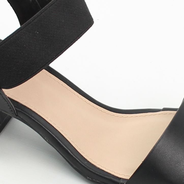 Sandália Salto Bloco Elastico Preto 3