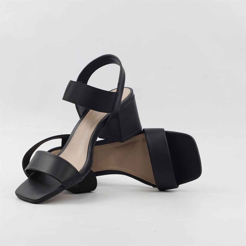 Sandália Salto Bloco Elastico Preto 4