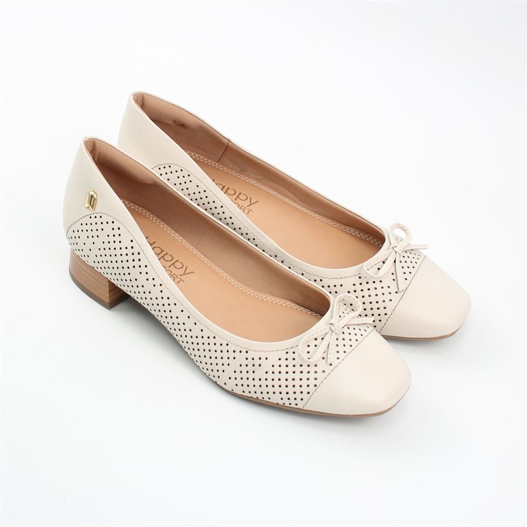 Scarpin Salto Bloco Laço Couro Branco 2