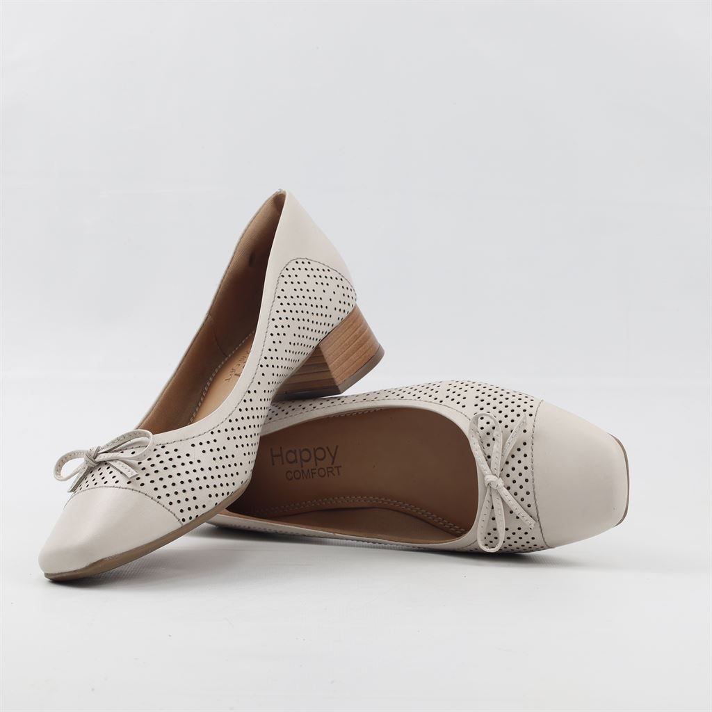 Scarpin Salto Bloco Laço Couro Branco 4