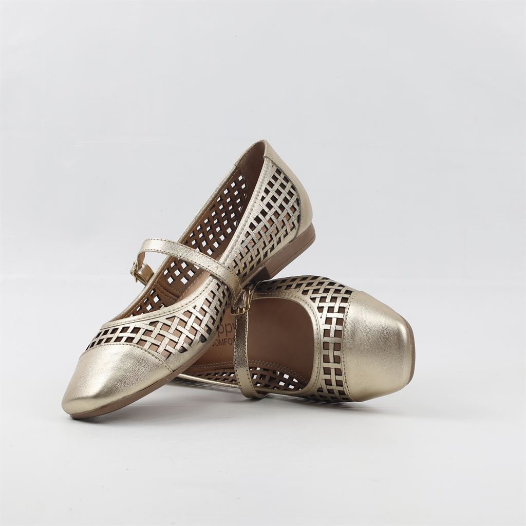 Sapatilha Boneca Metalizada Dourado 4