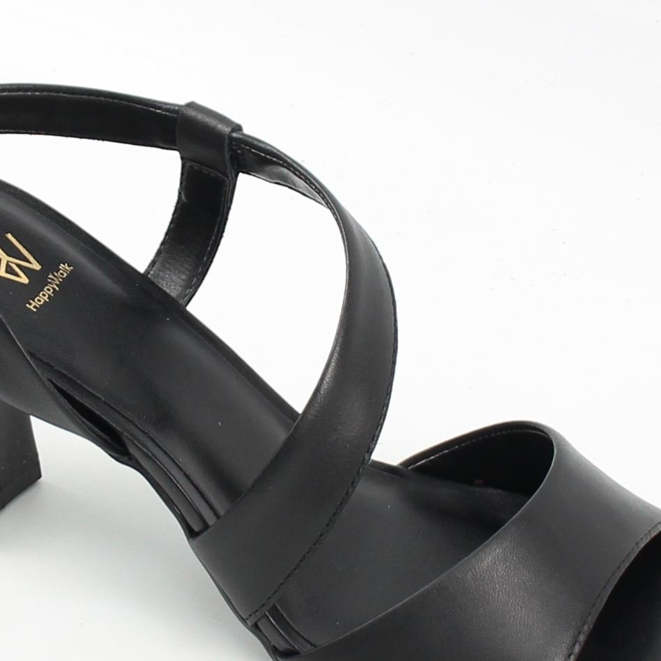 Sandália Salto Bloco Couro Preto 5