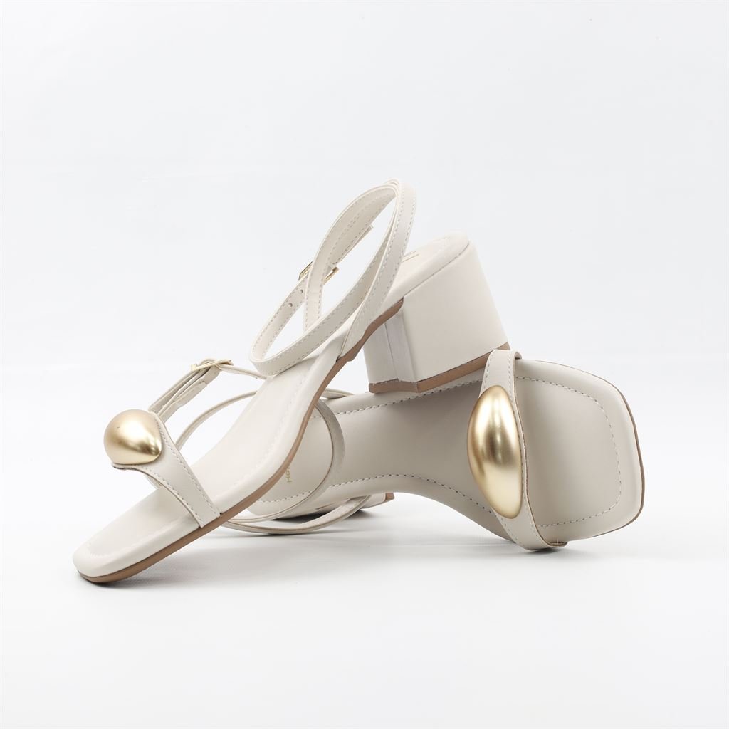 Sandália Salto Bloco Branco 4