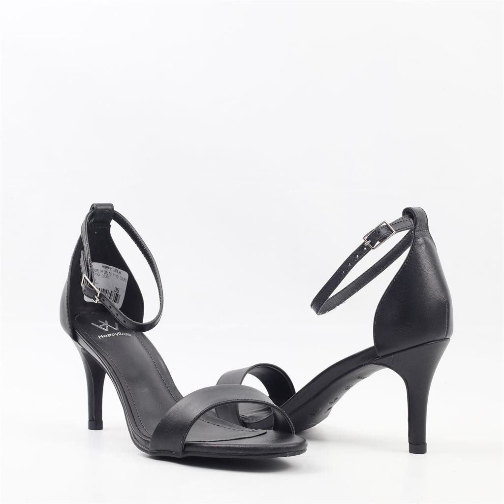 Sandália Salto Fino Couro Preto 4