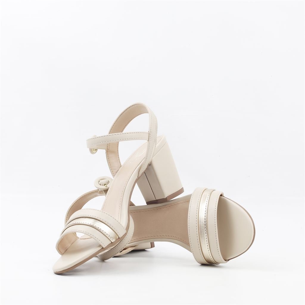 Sandália Salto Bloco Bege 4