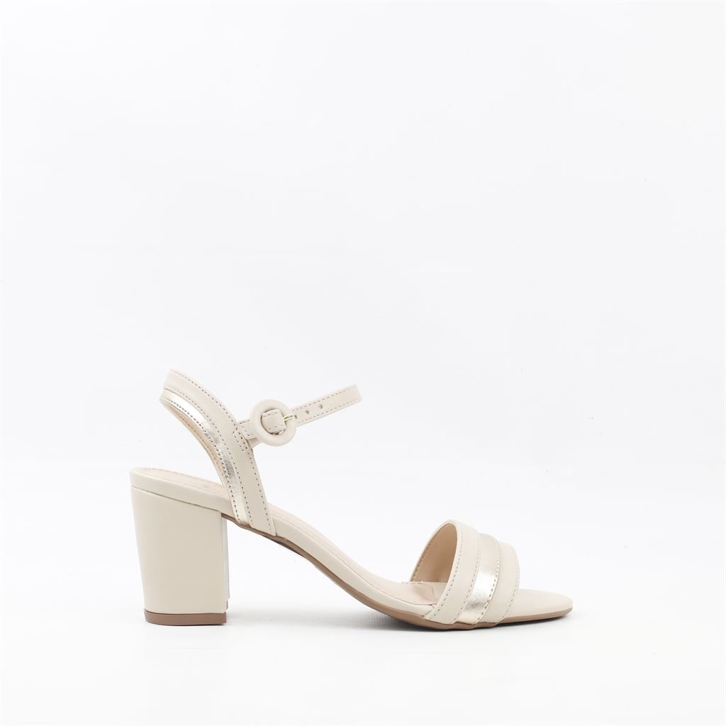 Sandália Salto Bloco Bege 5