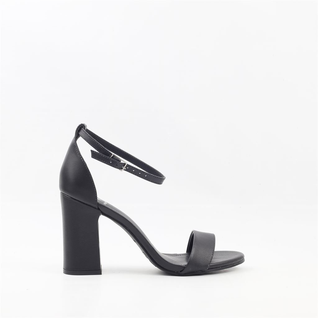 Sandália Salto Bloco Couro Preto 5
