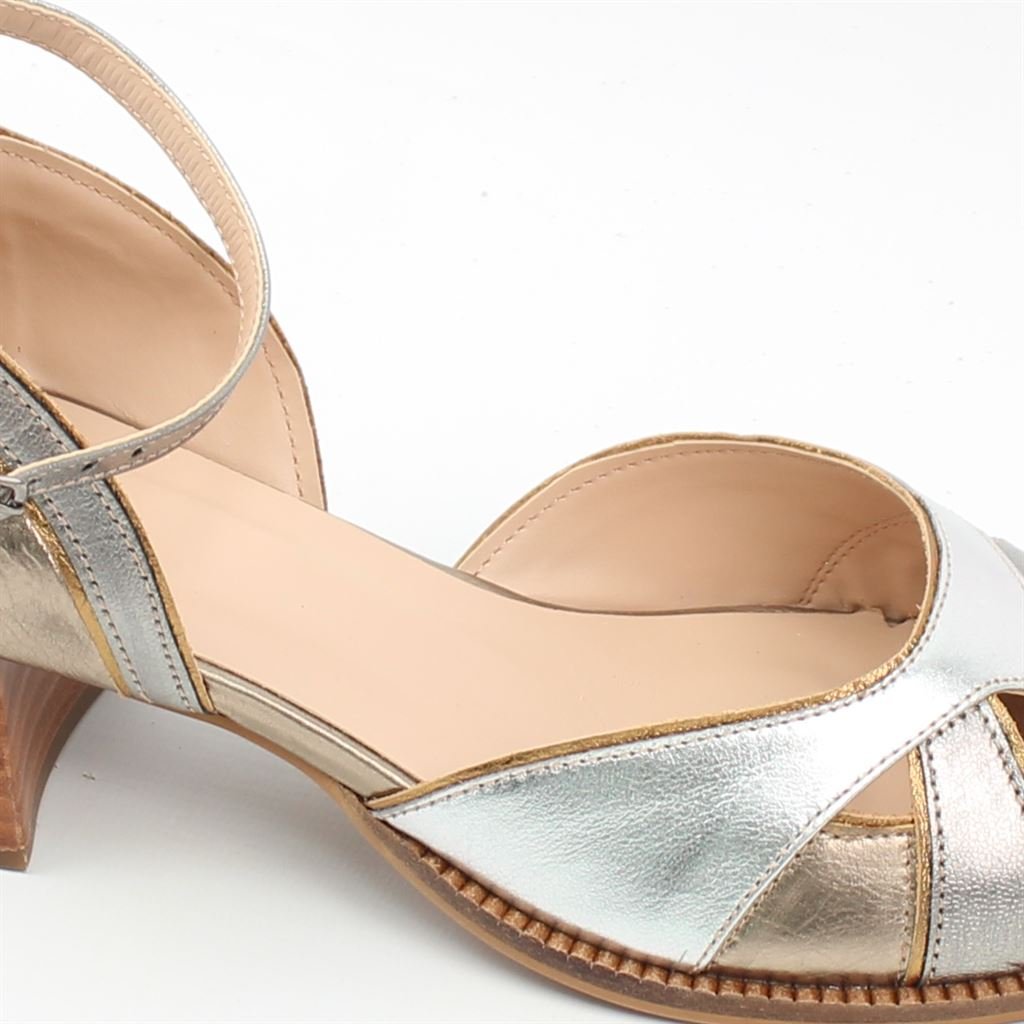 Peep Toe Salto Bloco Prata 3