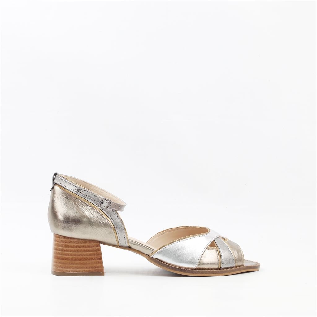 Peep Toe Salto Bloco Prata 5