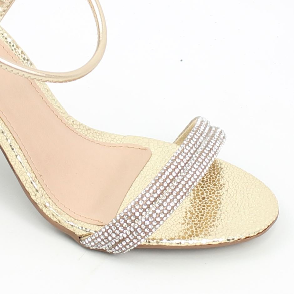 Sandália Salto Bloco Metalizada Dourado 3