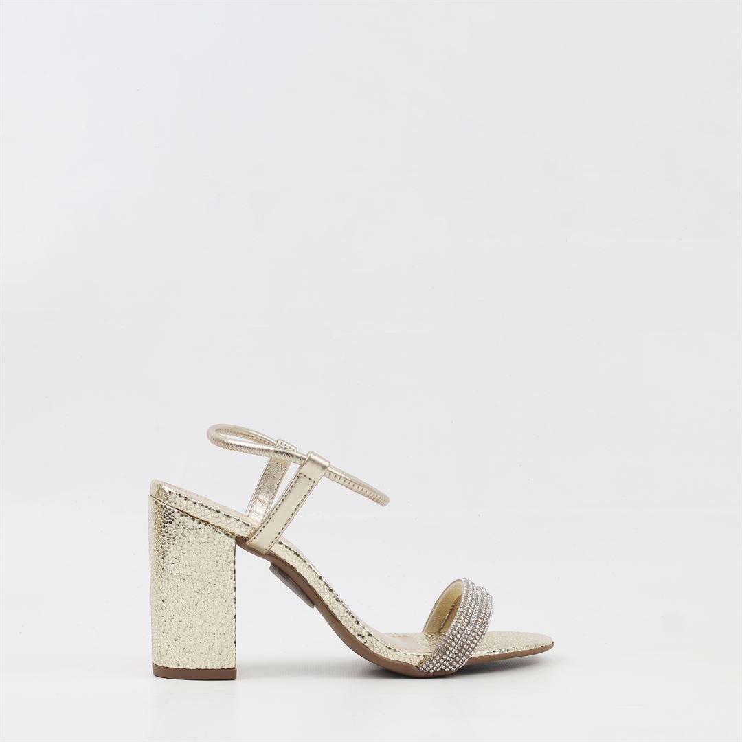 Sandália Salto Bloco Metalizada Dourado 5