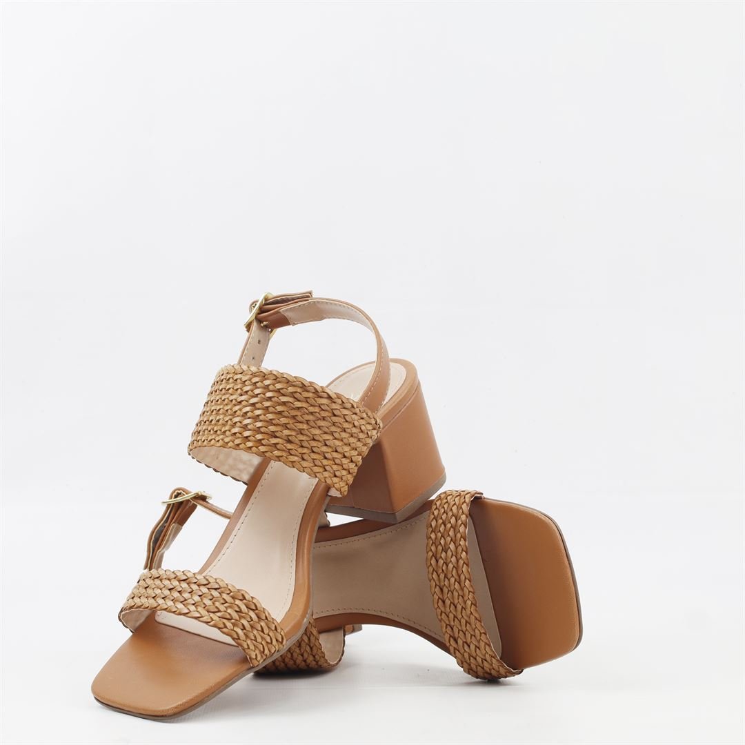 Sandália Salto Bloco Médio Trança Marrom 4