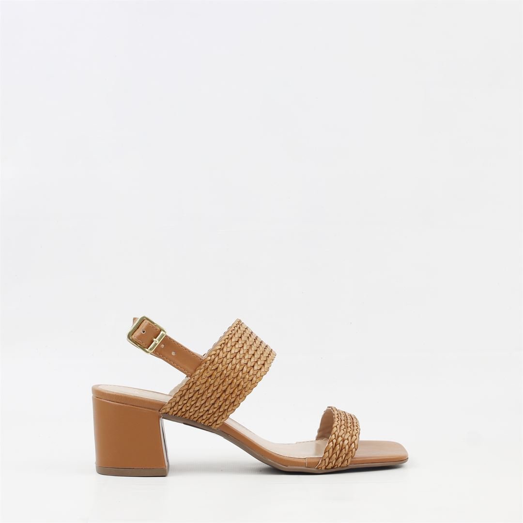 Sandália Salto Bloco Médio Trança Marrom 5