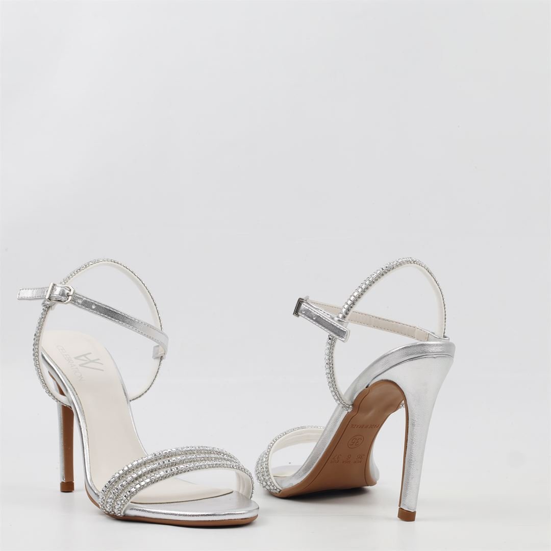 Sandália Salto Fino Glam Prata 4