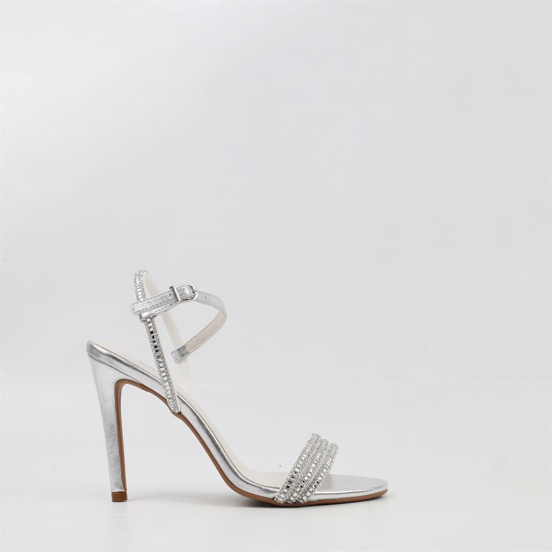 Sandália Salto Fino Glam Prata 5