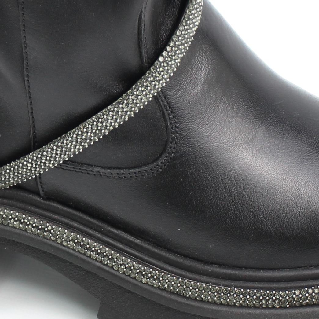 Bota Coturno Detalhe Brilho Couro Preto 4