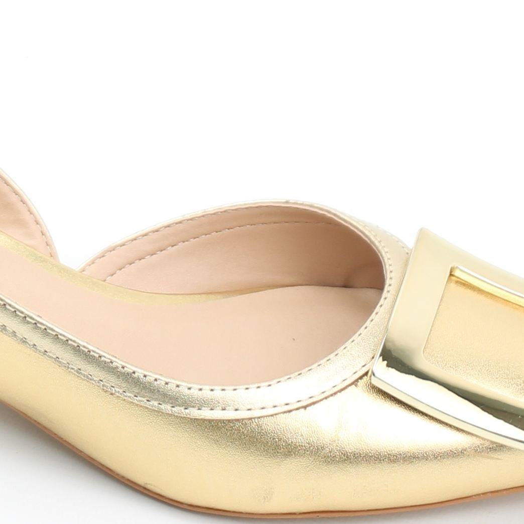 Scarpin Salto Fino Slingback Ouro 3