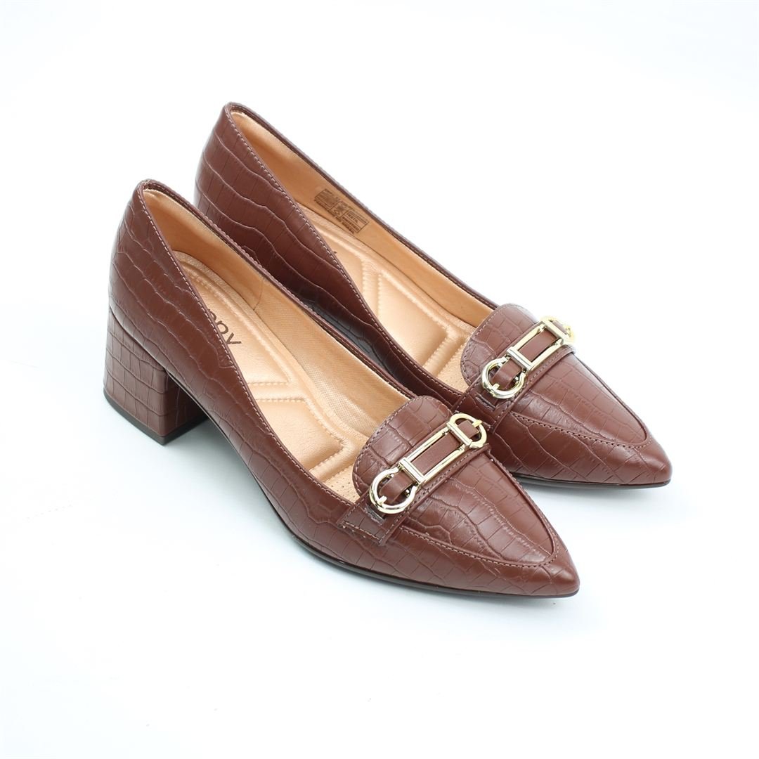 Scarpin Salto Bloco Croco Marrom 2