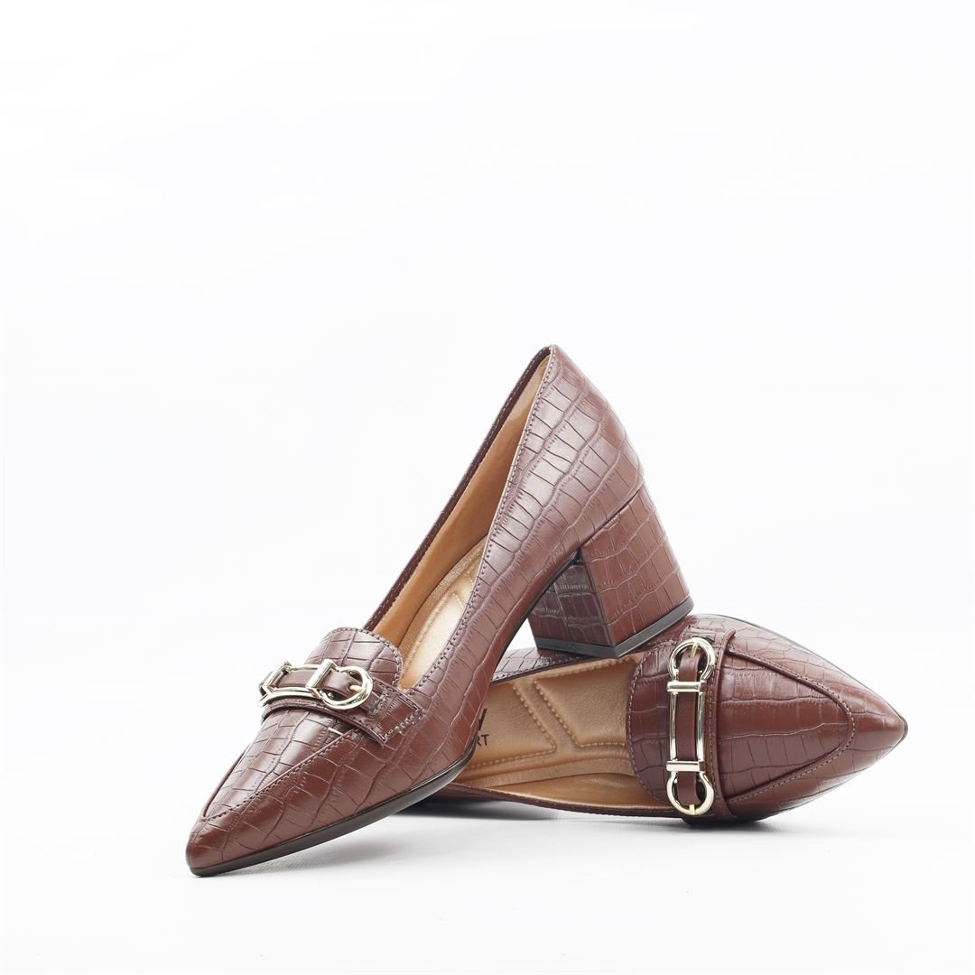 Scarpin Salto Bloco Croco Marrom 4