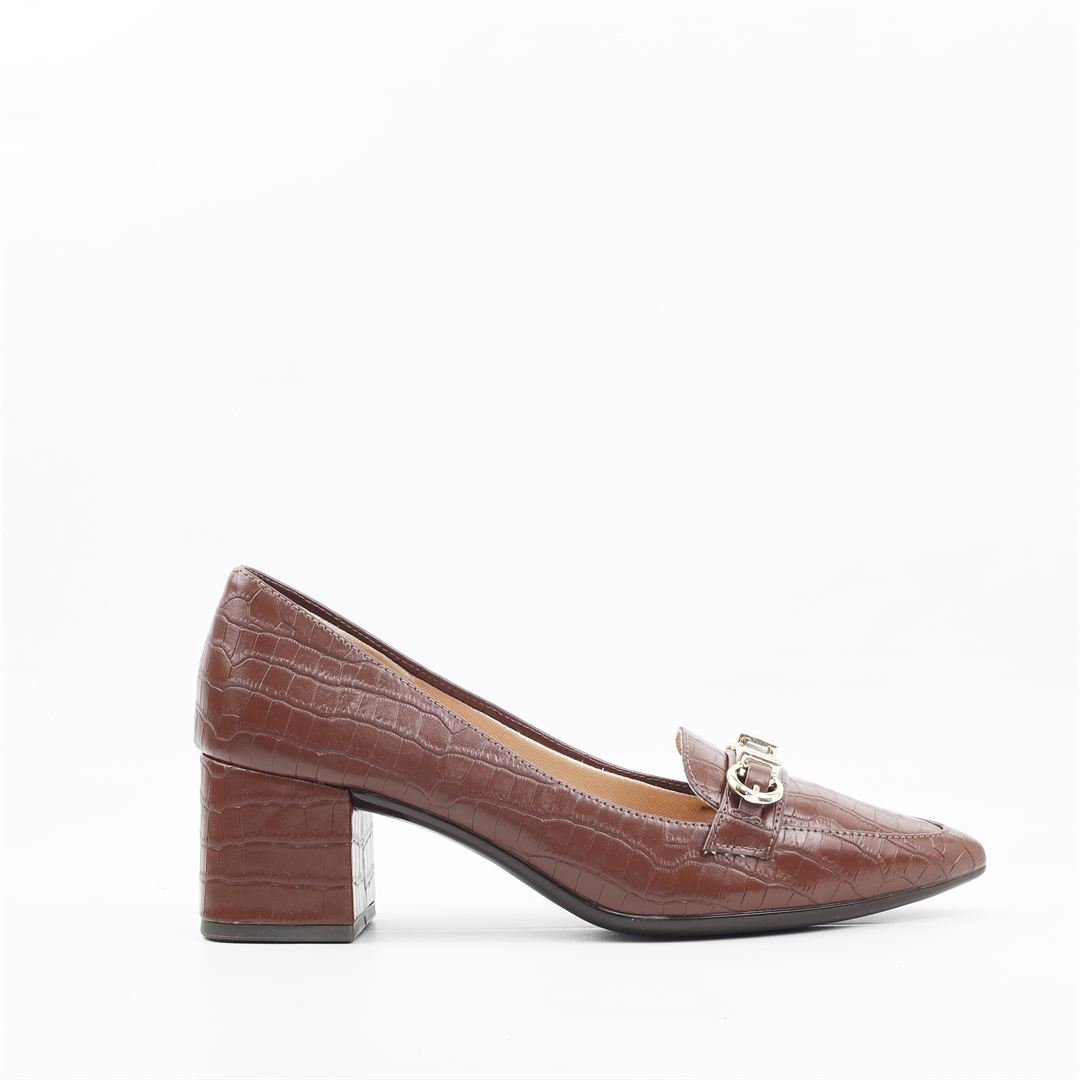 Scarpin Salto Bloco Croco Marrom 5