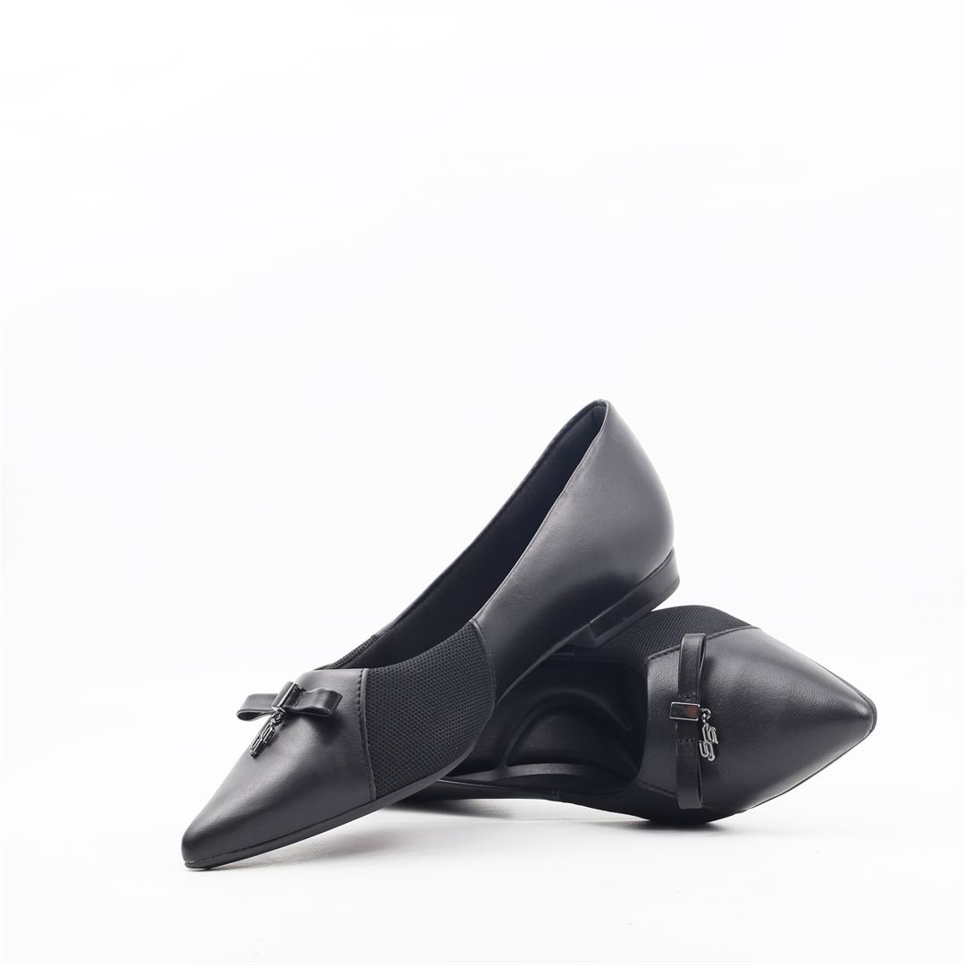 Sapatilha Conforto Laço Couro Preto 4