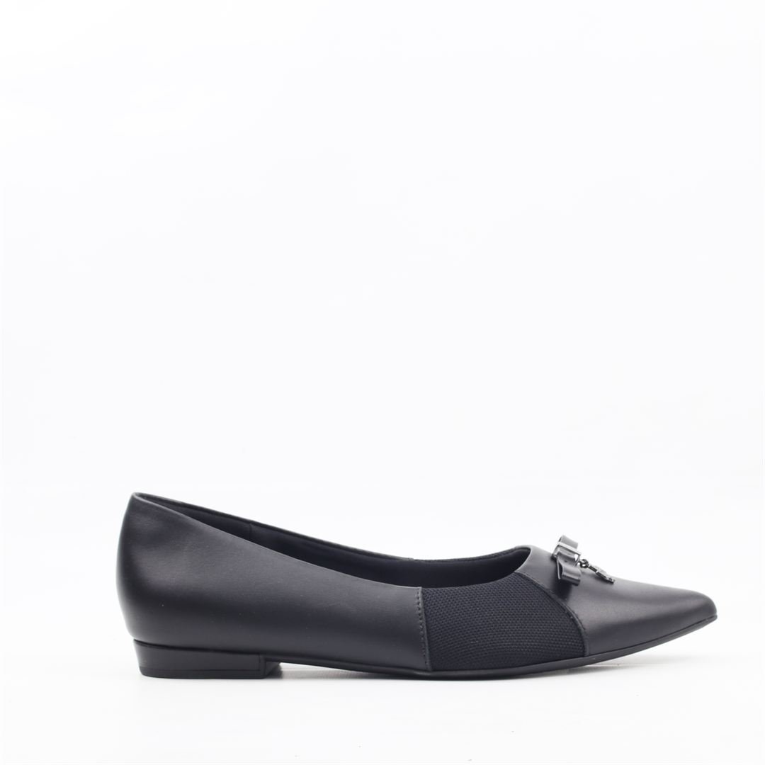 Sapatilha Conforto Laço Couro Preto 5