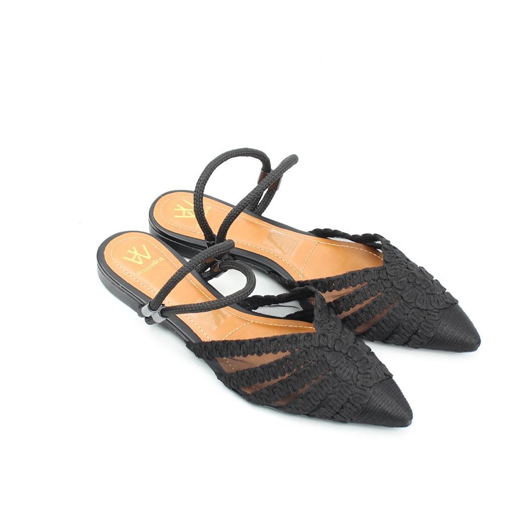 Mule Bordada Tela Preto 3