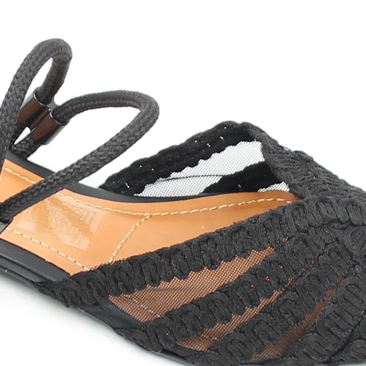 Mule Bordada Tela Preto 4