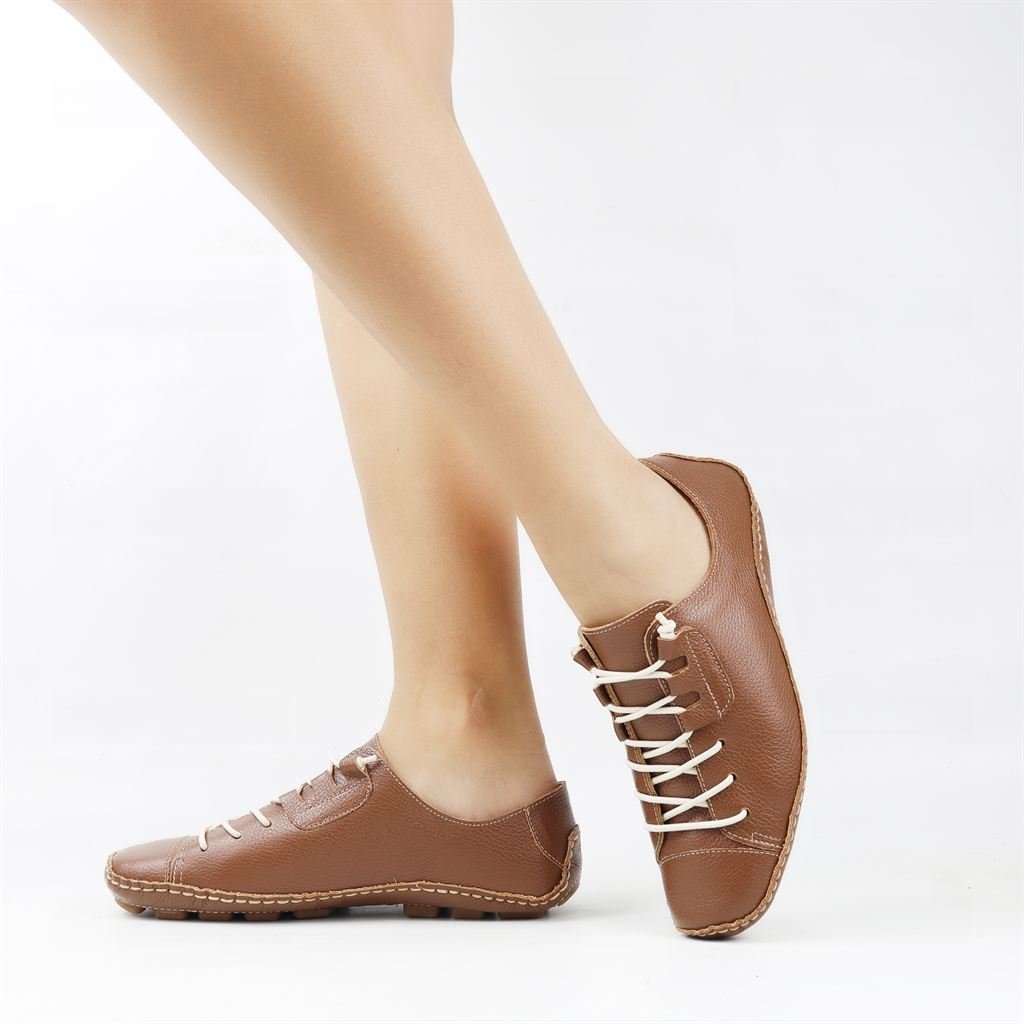 Tênis Flat Couro Conforto Marrom 1