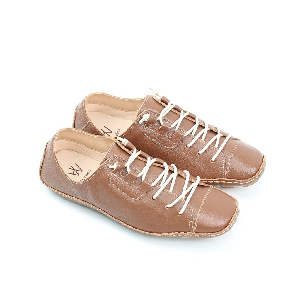 Tênis Flat Couro Conforto Marrom 2