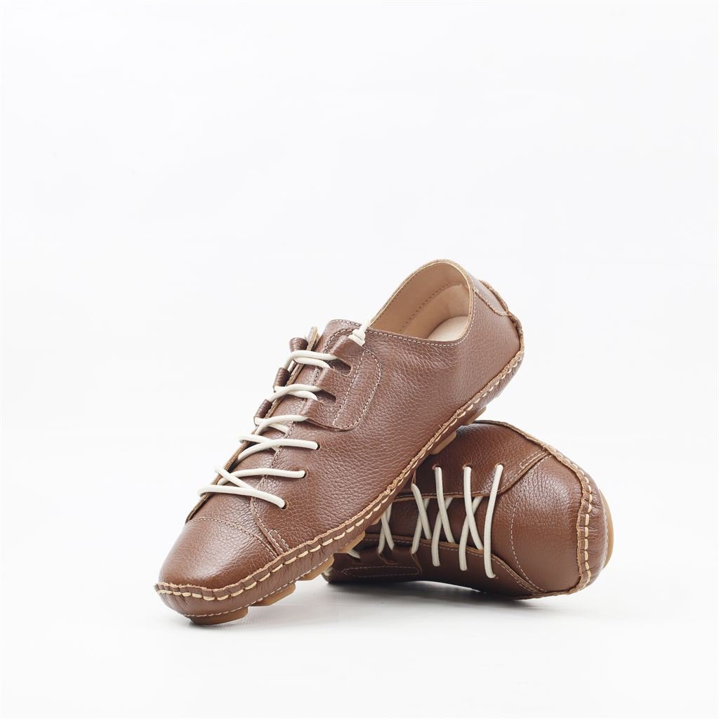 Tênis Flat Couro Conforto Marrom 4