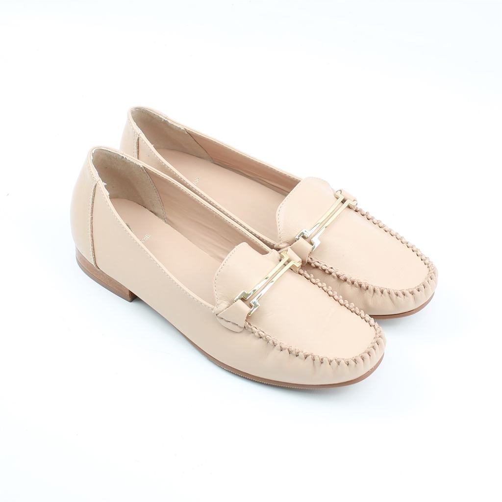 Mocassim Couro Bege 2
