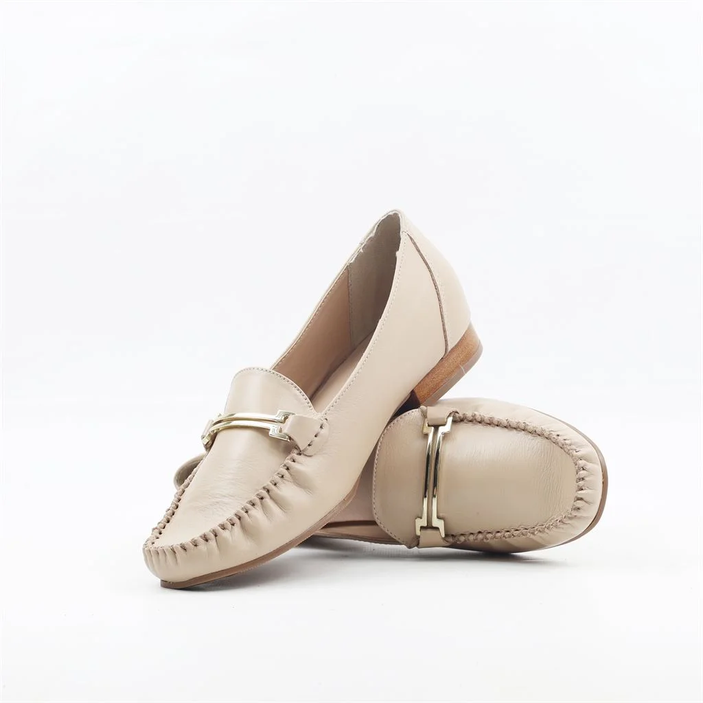 Mocassim Couro Bege 4