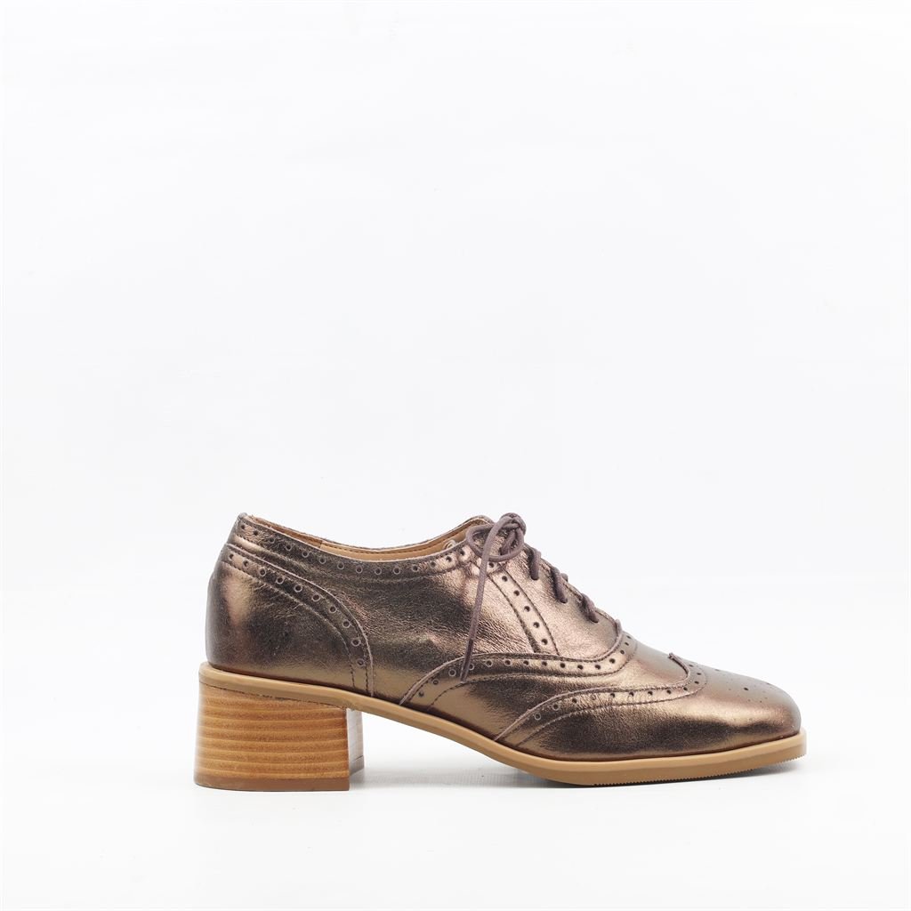 Mocassim Salto Bloco Couro Bronze 5