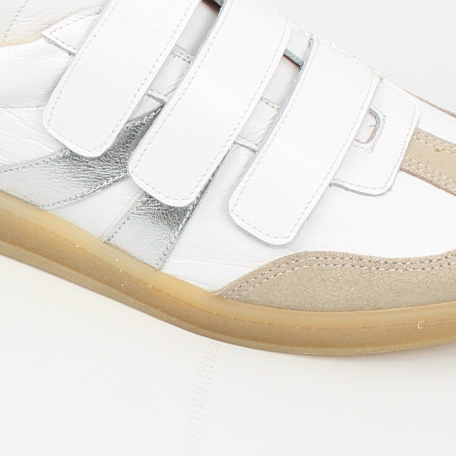 Tênis Flat Couro Marfim/Branco/Prata 5