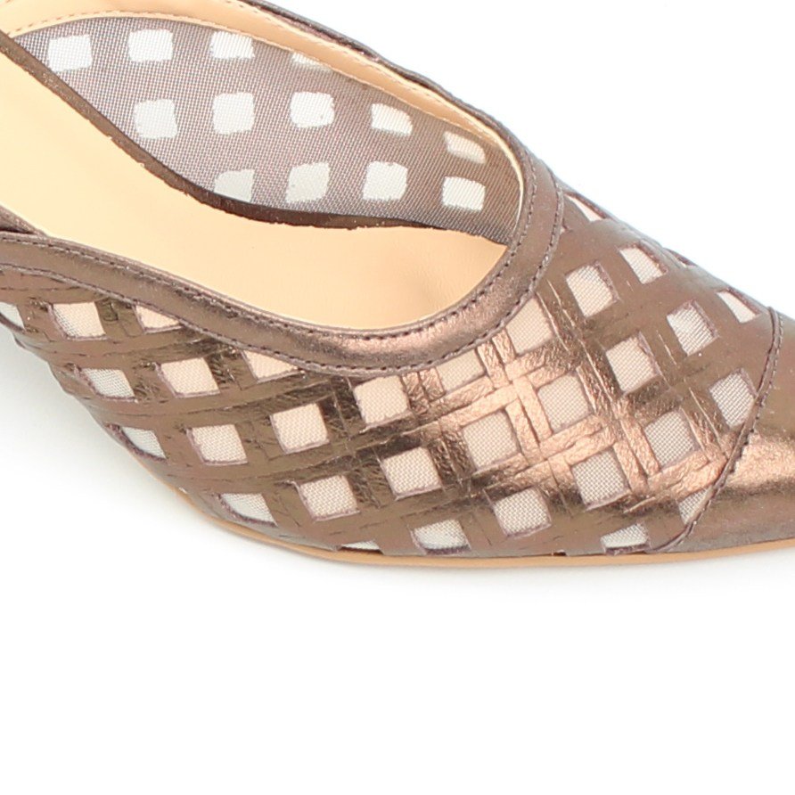 Scarpin Salto Bloco Slingback Café 2