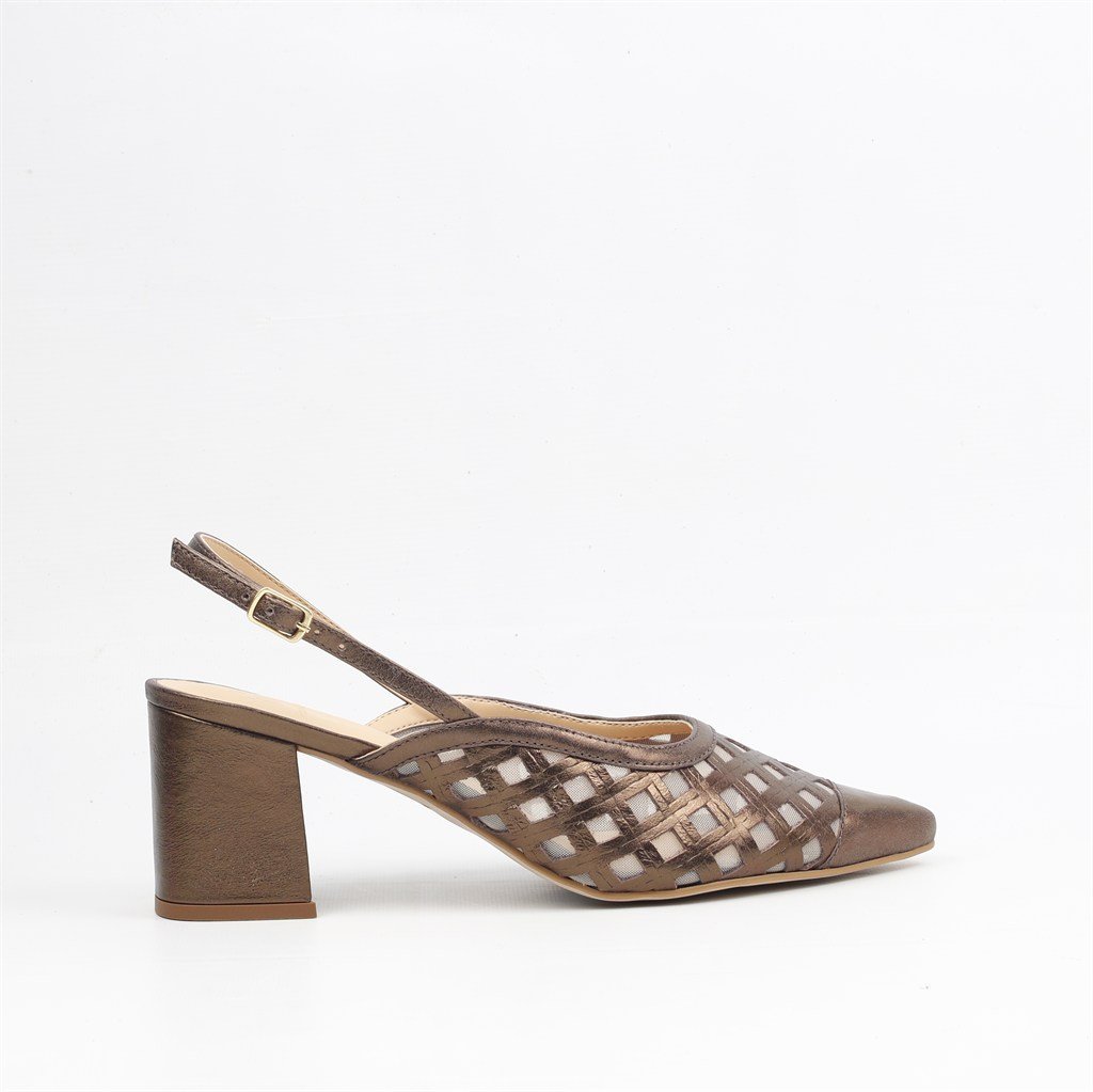 Scarpin Salto Bloco Slingback Café 3